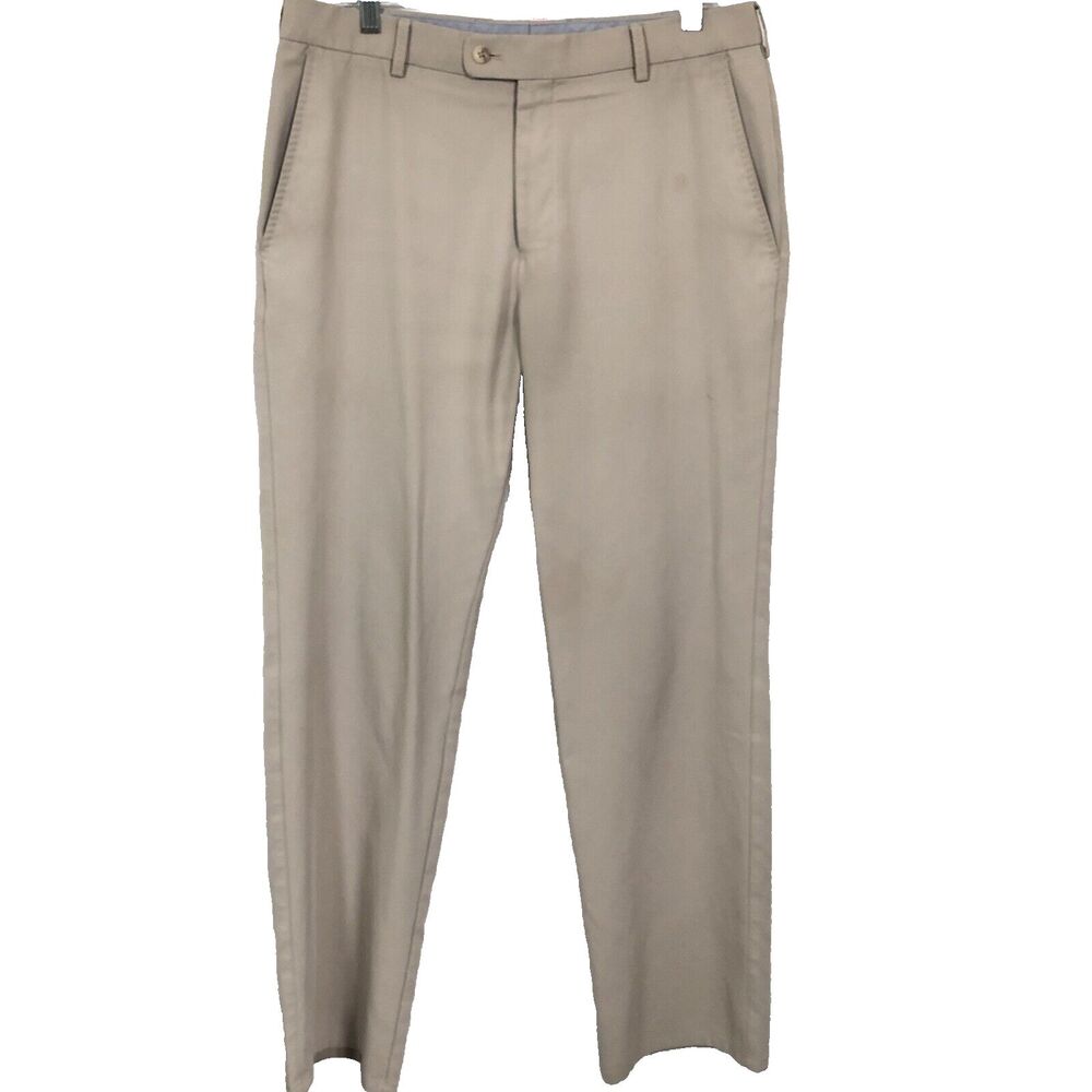 Peter Millar Wicking Mid Rise Chino Golf Pants Polyester Khaki Performance 34/32
